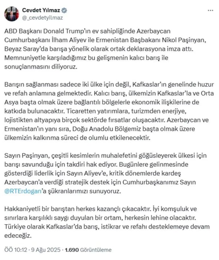 turkiyeden azerbaycan ermenistan baris deklarasyonuna destek fOvk8BWT